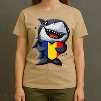 Romania Cute Shark Heart Romanian Flag Romanian Roots T-Shirt thumb 4