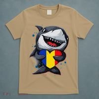 Romania Cute Shark Heart Romanian Flag Romanian Roots T-Shirt thumb 5
