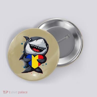 Romania Cute Shark Heart Romanian Flag Romanian Roots Button