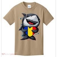 Romania Cute Shark Heart Romanian Flag Romanian Roots Kids T-Shirt thumb 0
