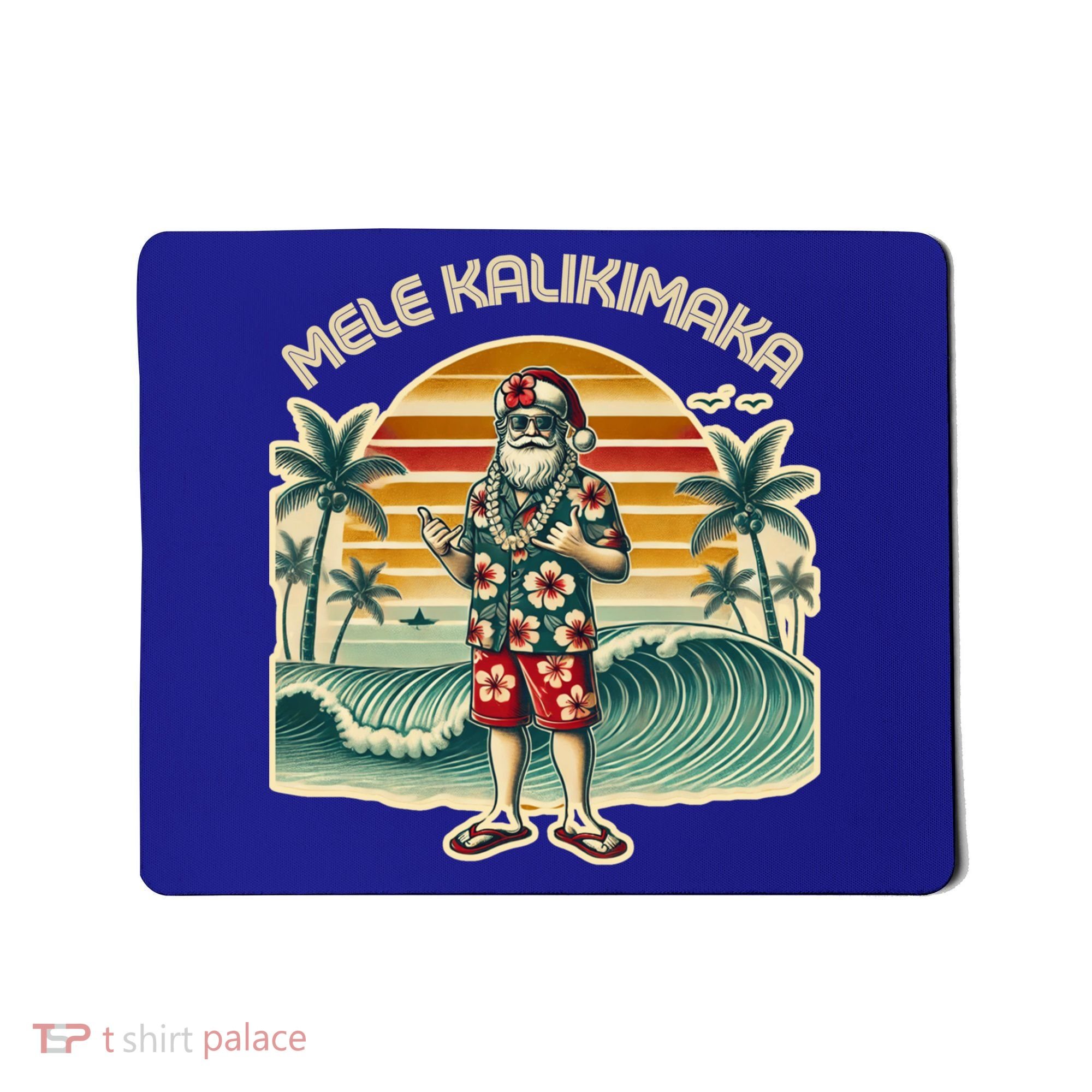 Retro Christmas Surf Mele Kalikimaka Santa Shaka Hawaii Gift Mousepad