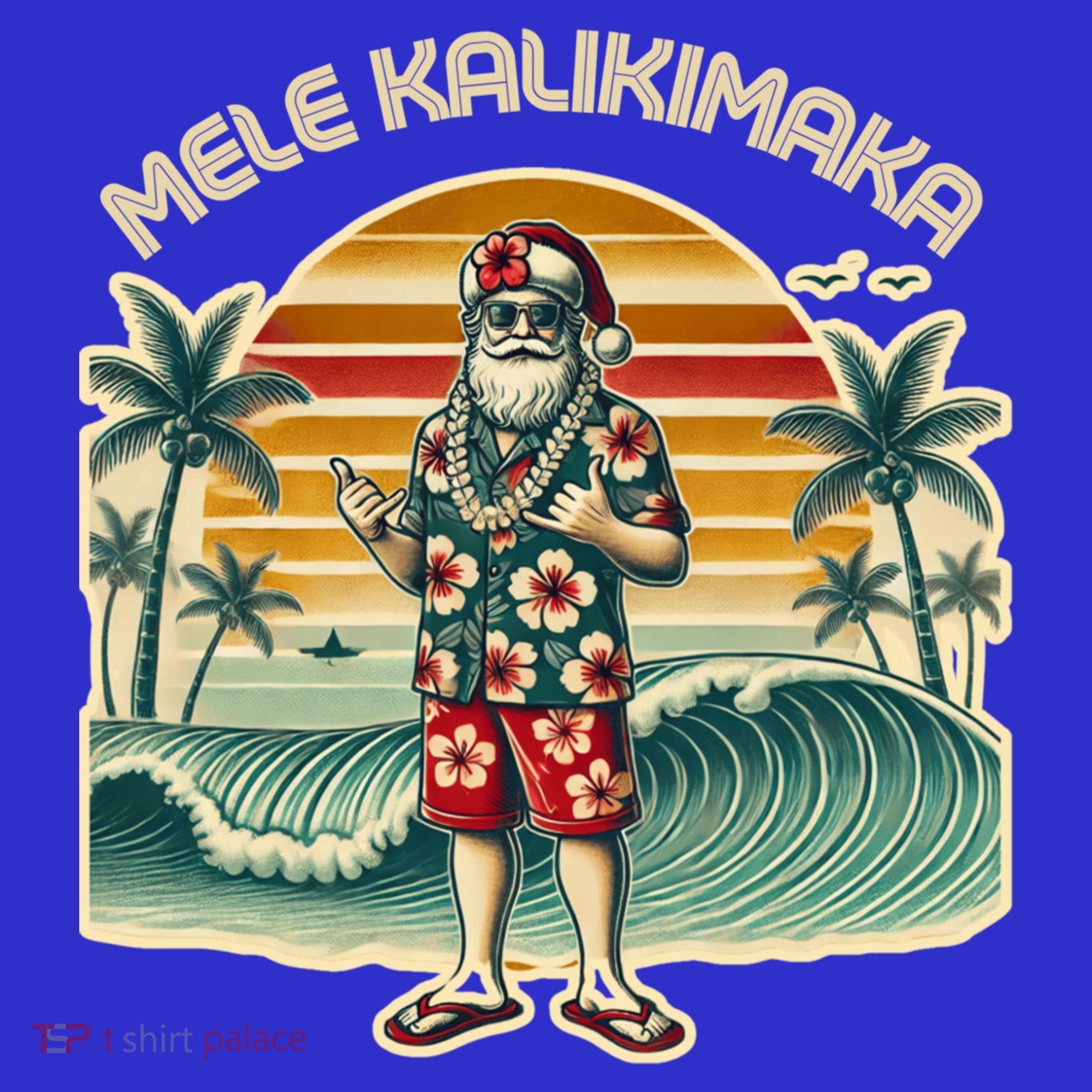 Retro Christmas Surf Mele Kalikimaka Santa Shaka Hawaii Gift Mousepad