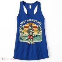 Retro Christmas Surf Mele Kalikimaka Santa Shaka Hawaii Gift Women's Tank Top thumb 0