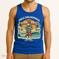 Retro Christmas Surf Mele Kalikimaka Santa Shaka Hawaii Gift Tank Top thumb 3