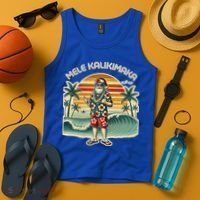 Retro Christmas Surf Mele Kalikimaka Santa Shaka Hawaii Gift Tank Top thumb 4