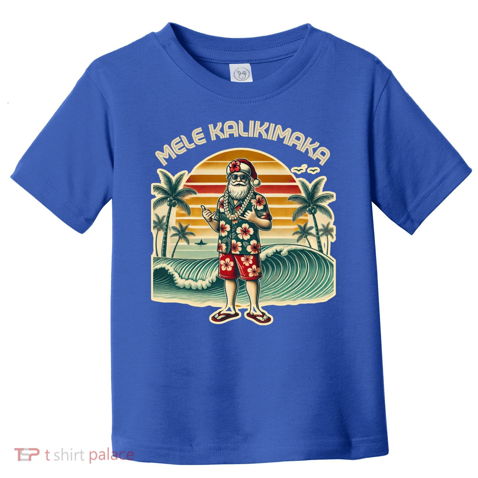 Retro Christmas Surf Mele Kalikimaka Santa Shaka Hawaii Gift Toddler T-Shirt