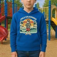 Retro Christmas Surf Mele Kalikimaka Santa Shaka Hawaii Gift Kids Hoodie thumb 2