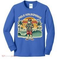 Retro Christmas Surf Mele Kalikimaka Santa Shaka Hawaii Gift Kids Long Sleeve Shirt thumb 0