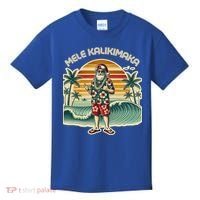 Retro Christmas Surf Mele Kalikimaka Santa Shaka Hawaii Gift Kids T-Shirt thumb 0