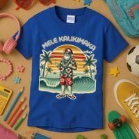 Retro Christmas Surf Mele Kalikimaka Santa Shaka Hawaii Gift Kids T-Shirt thumb 3