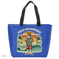 Retro Christmas Surf Mele Kalikimaka Santa Shaka Hawaii Gift Tote Bag thumb 0