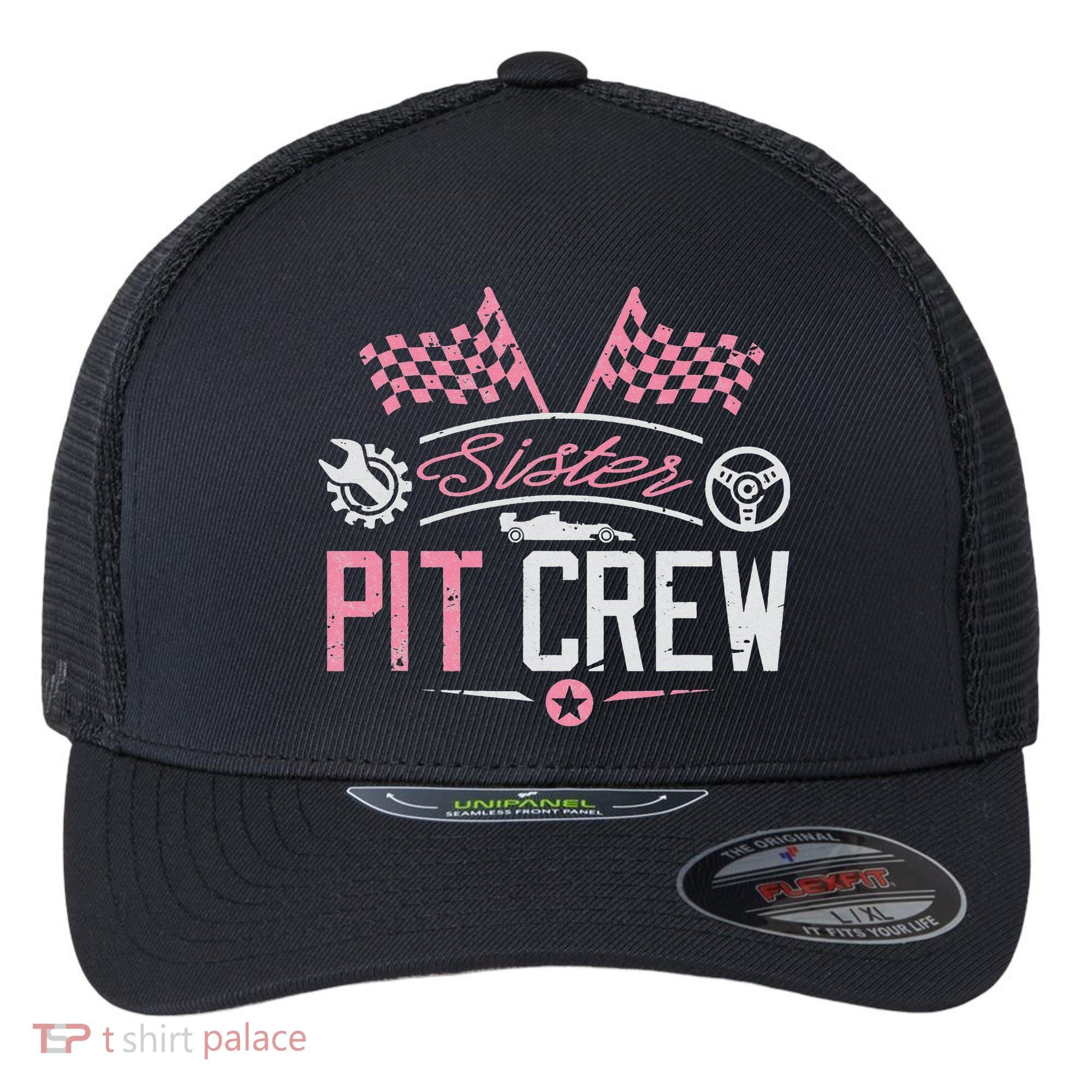 Racing Car Sister Racer Sister Pit Crew  Flexfit Unipanel Trucker Cap