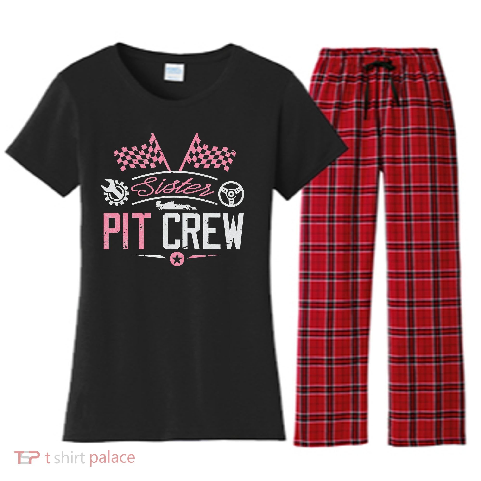 Racing Car Sister Racer Sister Pit Crew  Women's Flannel Pajama Set