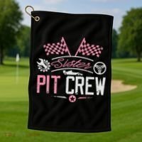 Racing Car Sister Racer Sister Pit Crew  Golf Towel thumb 1