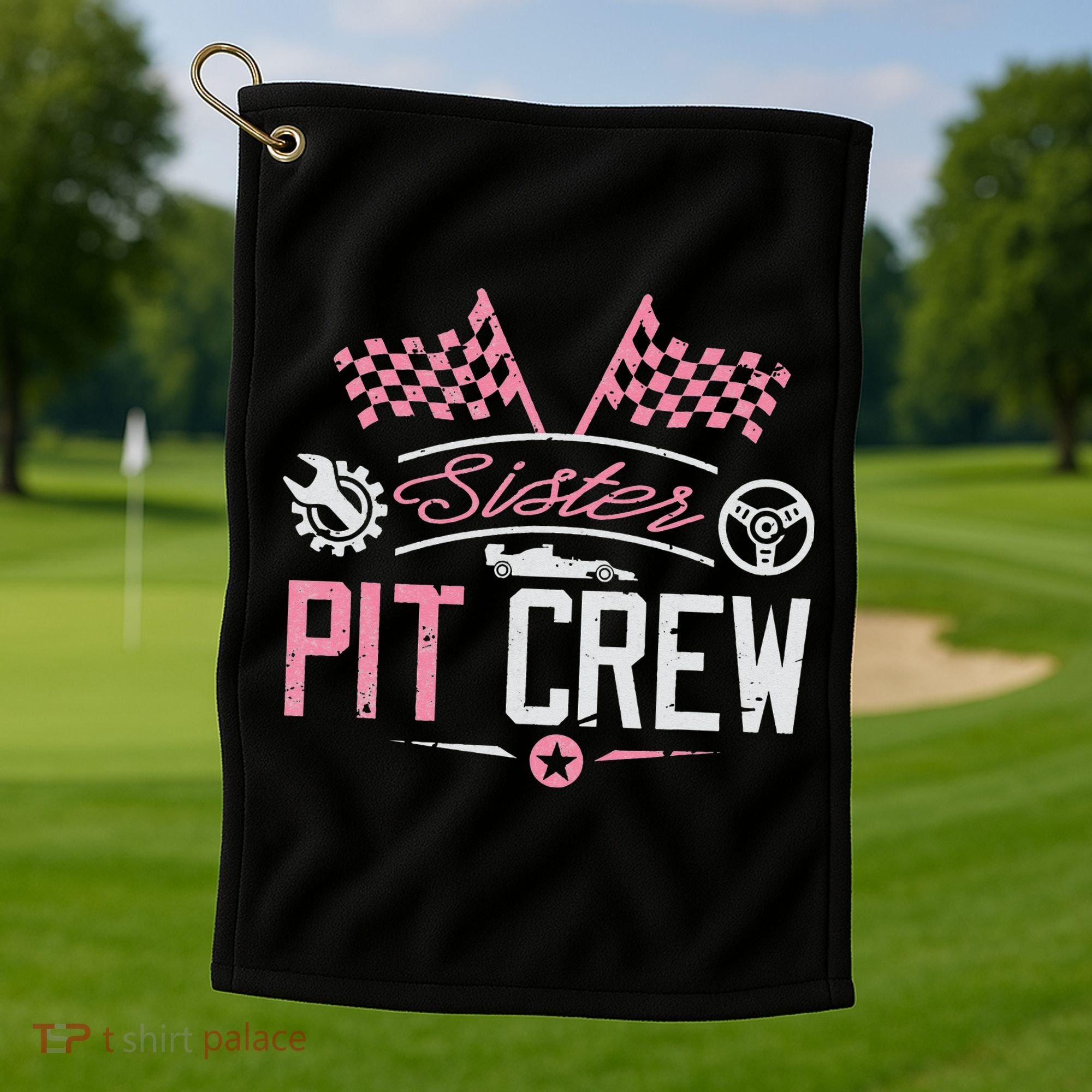 Racing Car Sister Racer Sister Pit Crew  Golf Towel