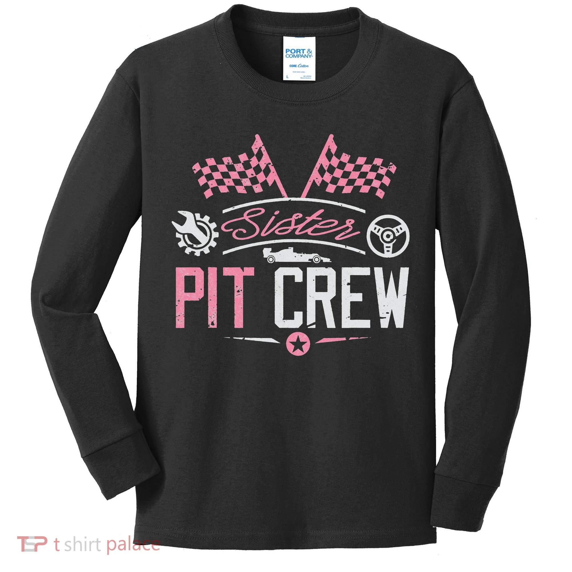 Racing Car Sister Racer Sister Pit Crew  Kids Long Sleeve Shirt