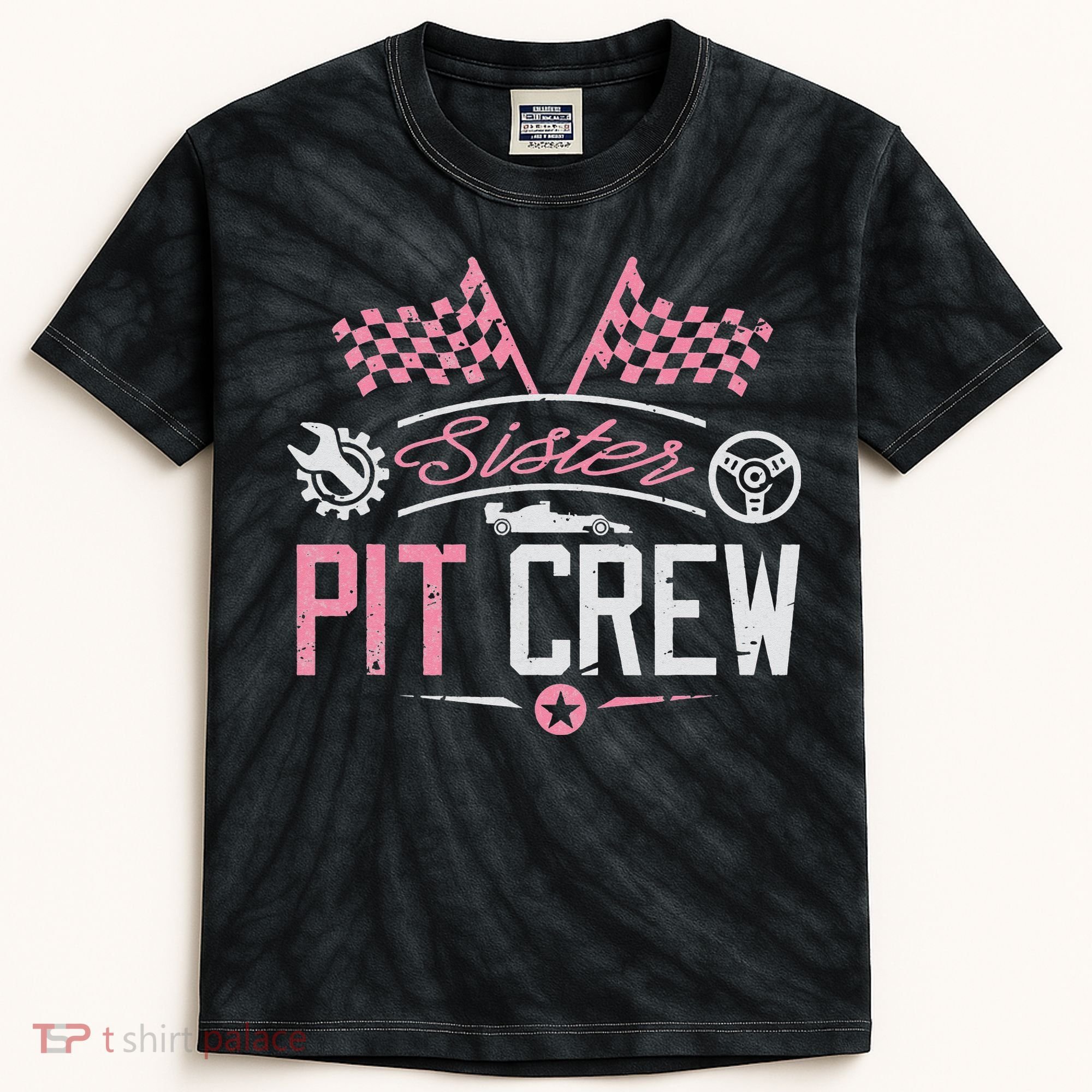 Racing Car Sister Racer Sister Pit Crew  Kids Tie-Dye T-Shirt