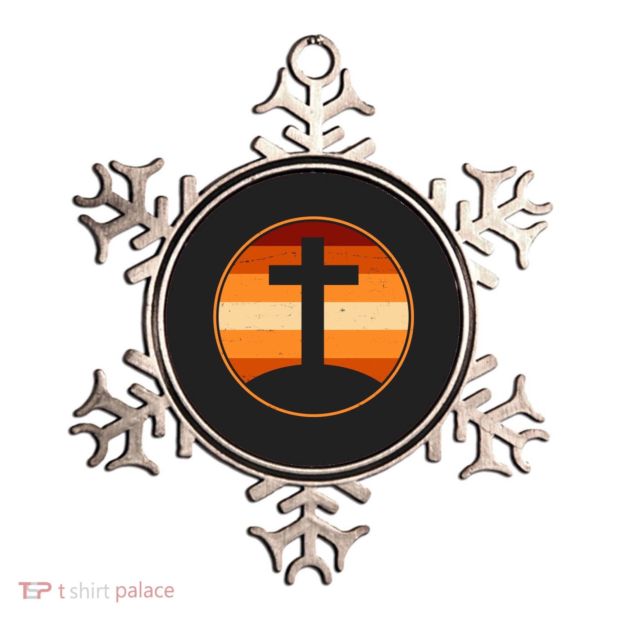 Retro Cross Sunset Ornament