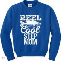 Reel Cool Step Mom Fishing Outdoor Angler Gift Kids Sweatshirt thumb 0