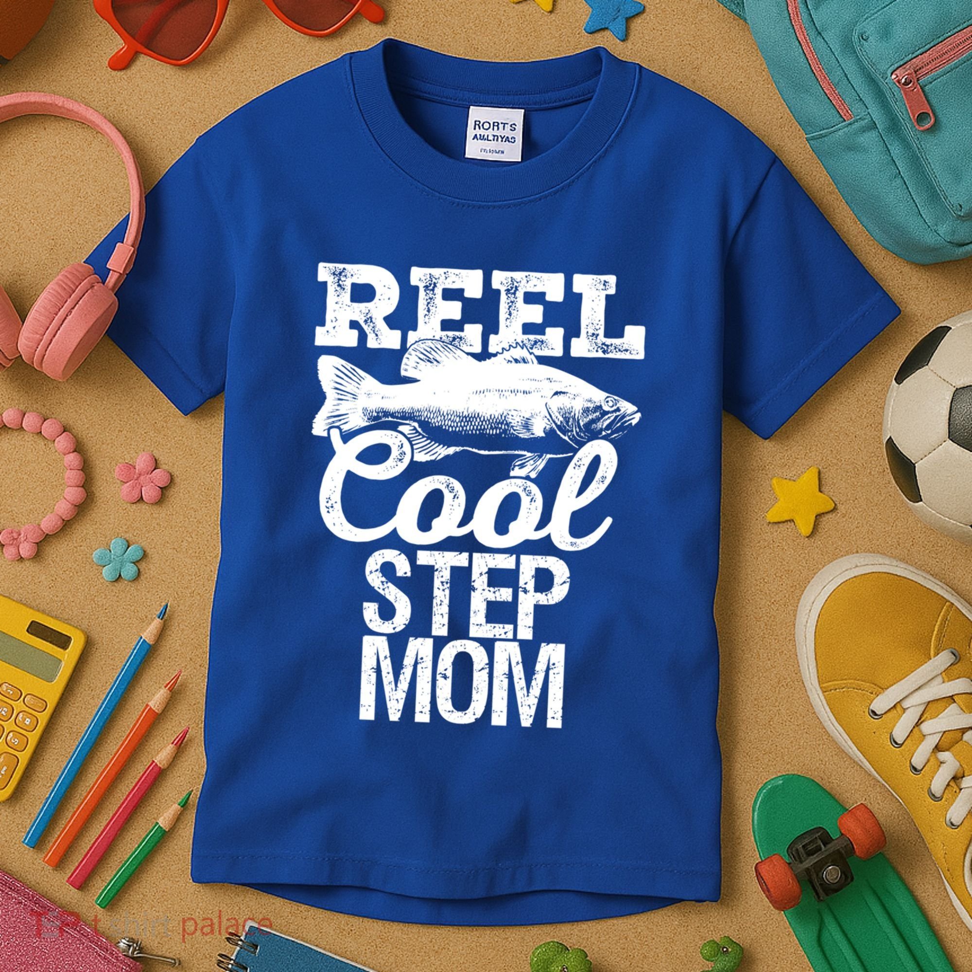 Reel Cool Step Mom Fishing Outdoor Angler Gift Kids T-Shirt