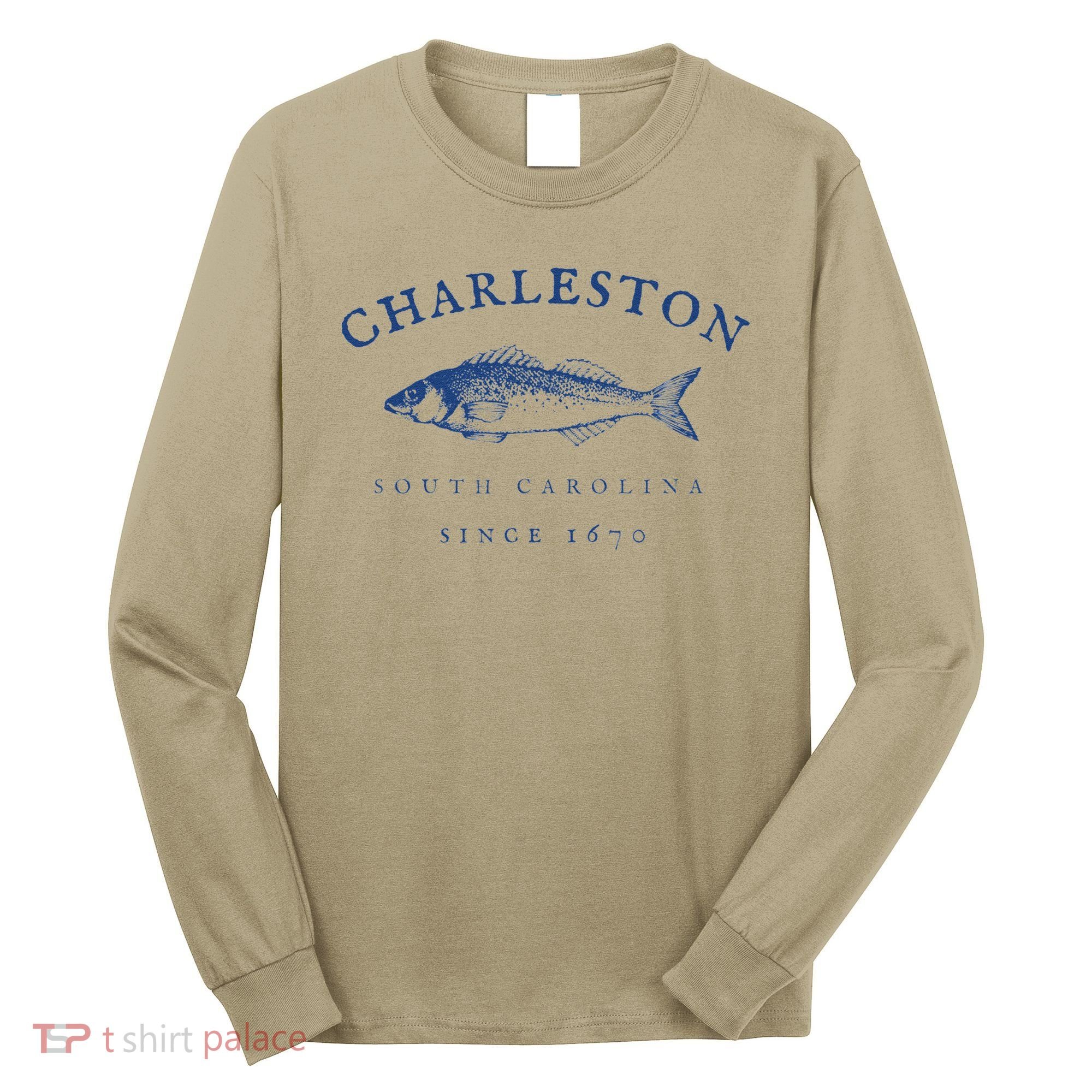 Retro Charleston South Carolina Fishing Long Sleeve Shirt