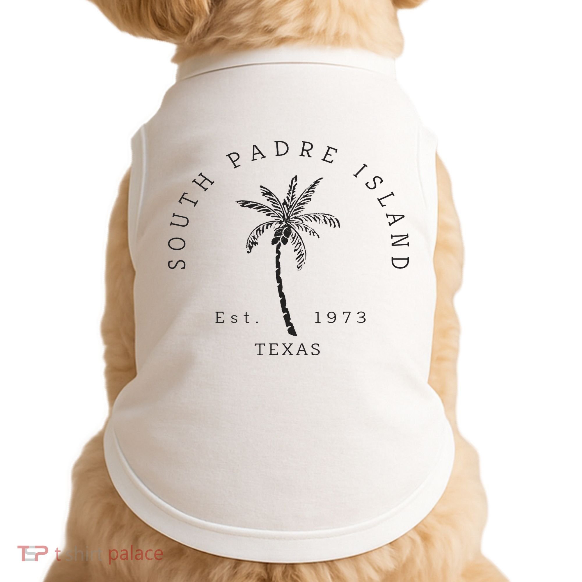 Retro Cool South Padre Island Original Texas Beach Palm Tree Doggie Tank