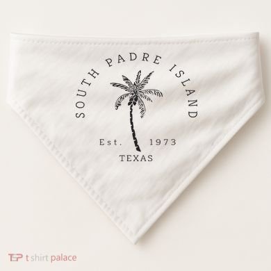 Retro Cool South Padre Island Original Texas Beach Palm Tree USA-Made Doggie Bandana
