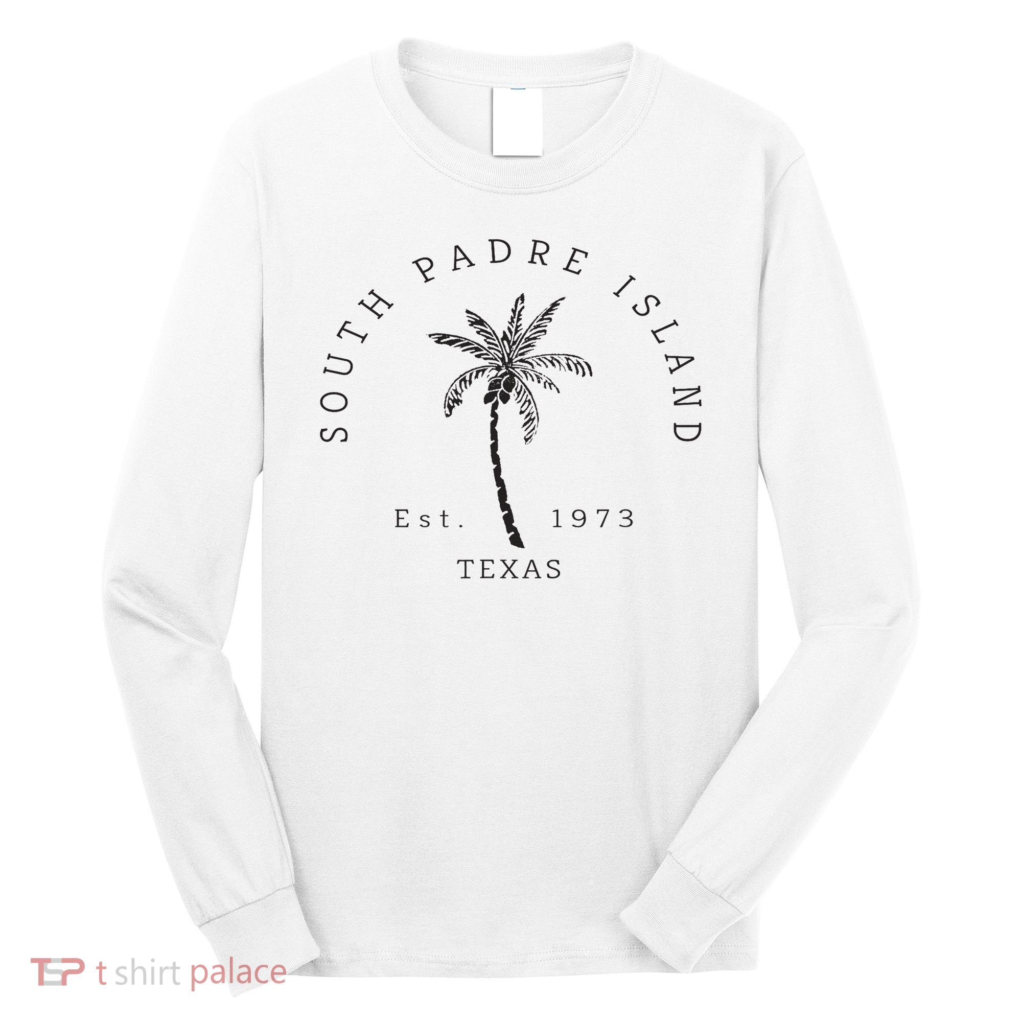 Retro Cool South Padre Island Original Texas Beach Palm Tree Long Sleeve Shirt