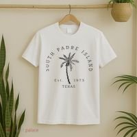 Retro Cool South Padre Island Original Texas Beach Palm Tree T-Shirt thumb 2