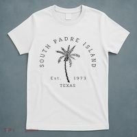 Retro Cool South Padre Island Original Texas Beach Palm Tree T-Shirt thumb 5
