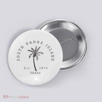 Retro Cool South Padre Island Original Texas Beach Palm Tree Button thumb 0
