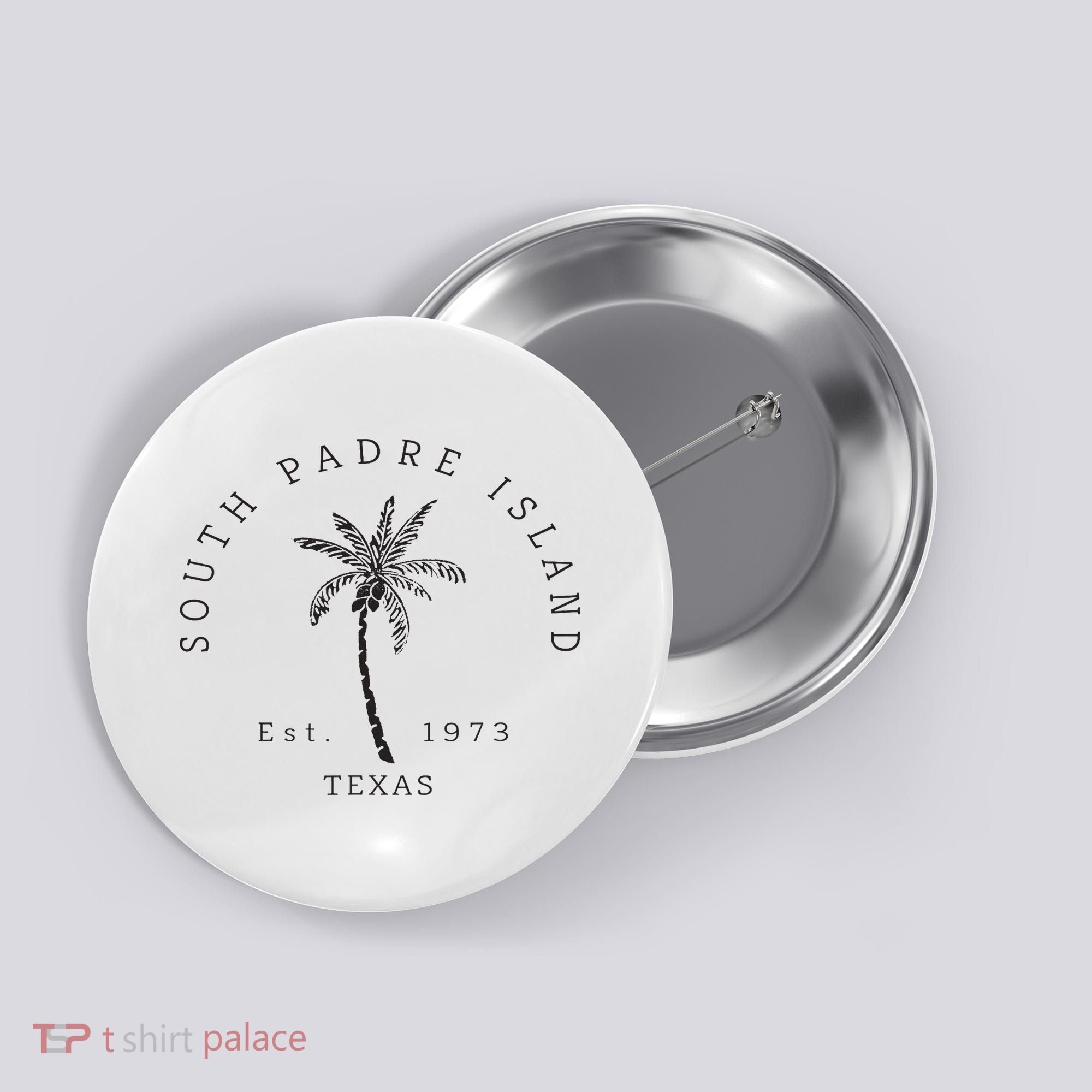 Retro Cool South Padre Island Original Texas Beach Palm Tree Button