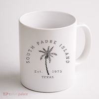 Retro Cool South Padre Island Original Texas Beach Palm Tree Coffee Mug thumb 1