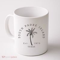 Retro Cool South Padre Island Original Texas Beach Palm Tree Coffee Mug thumb 0