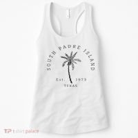 Retro Cool South Padre Island Original Texas Beach Palm Tree Women's Tank Top thumb 0