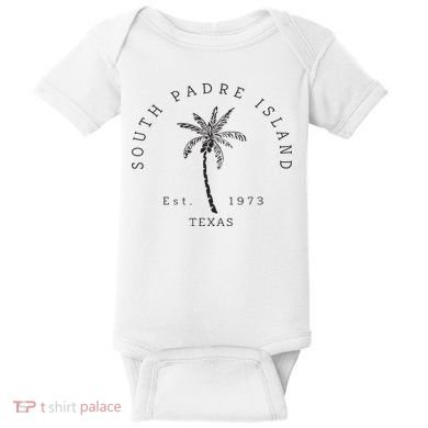 Retro Cool South Padre Island Original Texas Beach Palm Tree Baby Bodysuit