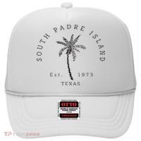 Retro Cool South Padre Island Original Texas Beach Palm Tree Hat thumb 0