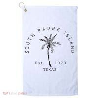 Retro Cool South Padre Island Original Texas Beach Palm Tree Golf Towel thumb 0