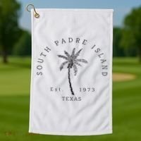 Retro Cool South Padre Island Original Texas Beach Palm Tree Golf Towel thumb 1