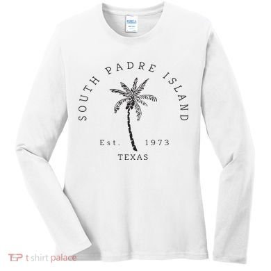 Retro Cool South Padre Island Original Texas Beach Palm Tree Women's Long Sleeve Shirt