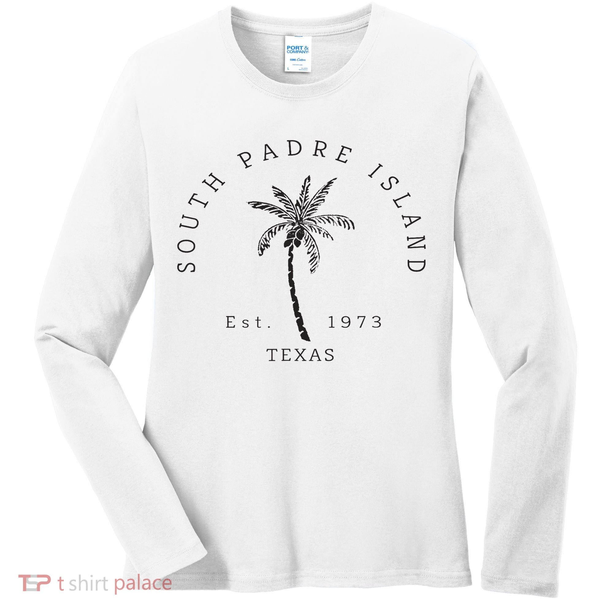 Retro Cool South Padre Island Original Texas Beach Palm Tree Women's Long Sleeve Shirt