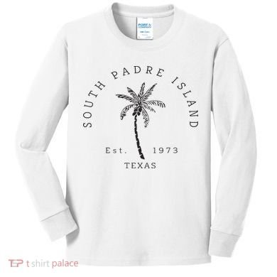 Retro Cool South Padre Island Original Texas Beach Palm Tree Kids Long Sleeve Shirt