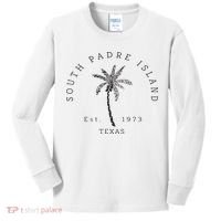 Retro Cool South Padre Island Original Texas Beach Palm Tree Kids Long Sleeve Shirt thumb 0