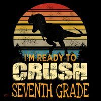 Ready Crush Seventh 7th Grade Dinosaur Back To School Boy Coaster thumb 2