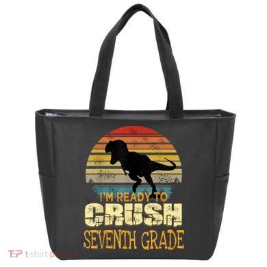 Ready Crush Seventh 7th Grade Dinosaur Back To School Boy Tote Bag