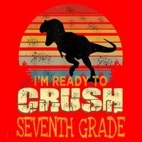 Ready Crush Seventh 7th Grade Dinosaur Back To School Boy Santa Hat thumb 1