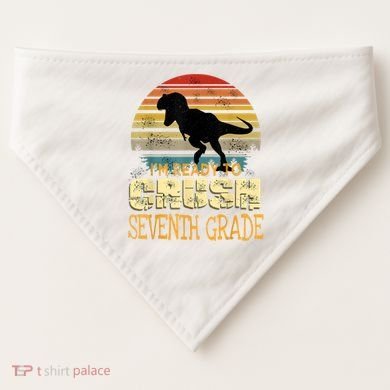 Ready Crush Seventh 7th Grade Dinosaur Back To School Boy USA-Made Doggie Bandana
