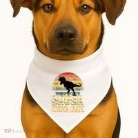 Ready Crush Seventh 7th Grade Dinosaur Back To School Boy USA-Made Doggie Bandana thumb 1