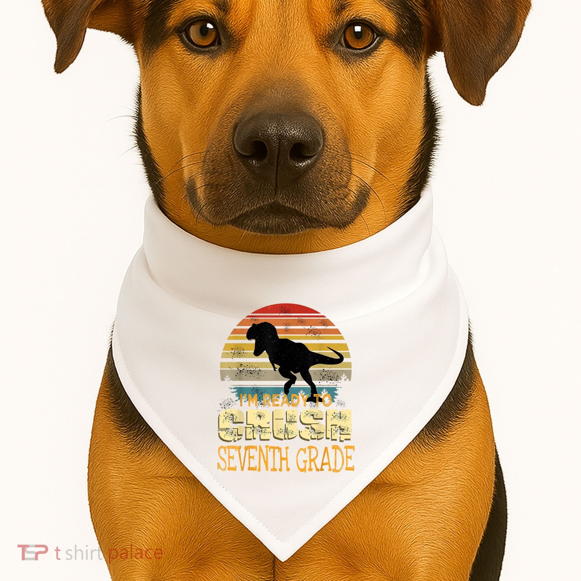 Ready Crush Seventh 7th Grade Dinosaur Back To School Boy USA-Made Doggie Bandana