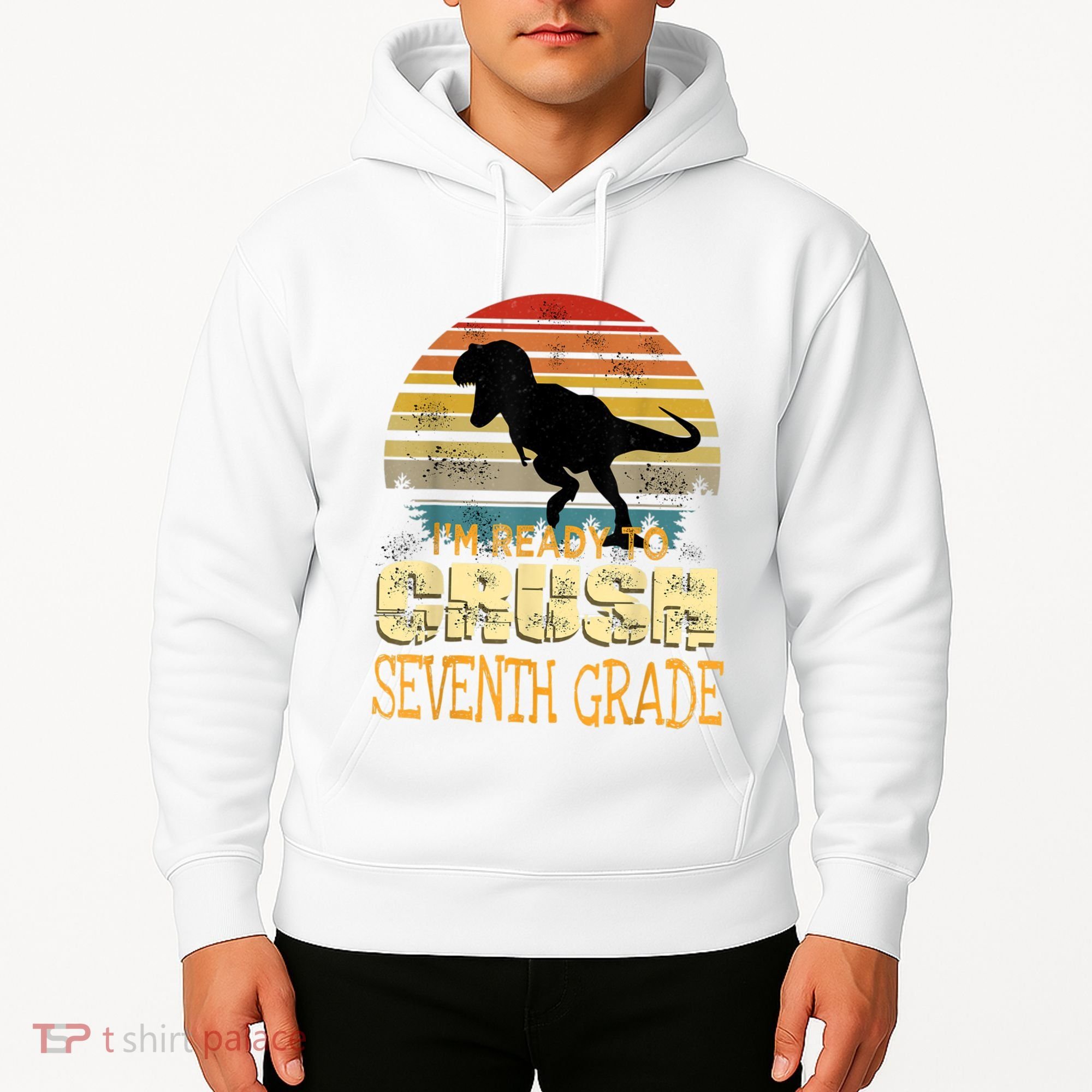 Ready Crush Seventh 7th Grade Dinosaur Back To School Boy Hoodie